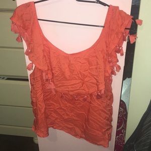 orange ruffled top